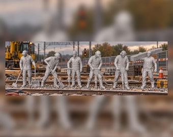 Construction Workers X6 1:87 HO Scale Modern Railroad Railway Layout Figures