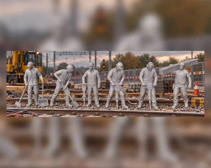 Construction Workers X6 1:87 HO Scale Modern Railroad Railway Layout Figures