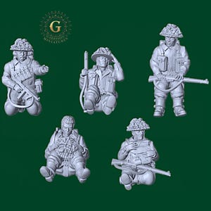 WW2 British Infantry Tank Riders, Bolt Action etc  - 5 Figures - 28mm 1/56 Wargames and Collectors Figures by Garrison Miniatures