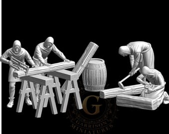 Medieval Woodworkers Set Wargames & Collectors 28mm 1/56