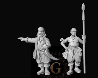 Pirate Commanders X2 28mm Pirates Unpainted Resin Wargame Miniatures
