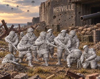 British Red Devils Merville Battery 20mm & 28mm WW2 Unpainted Resin Miniatures