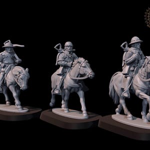 Mounted Medieval Crossbowmen X3 Set 1 - 28mm 1/56 Wargames and Collectors Figures by Medbury Miniatures for Garrison Miniatures