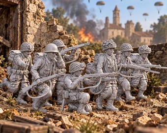 US Airborne Patrol X8 20mm 28mm WW2 Unpainted Resin Wargame Miniatures