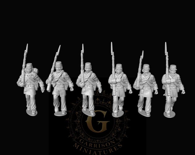 Confederate Infantry Marching X6: 28mm