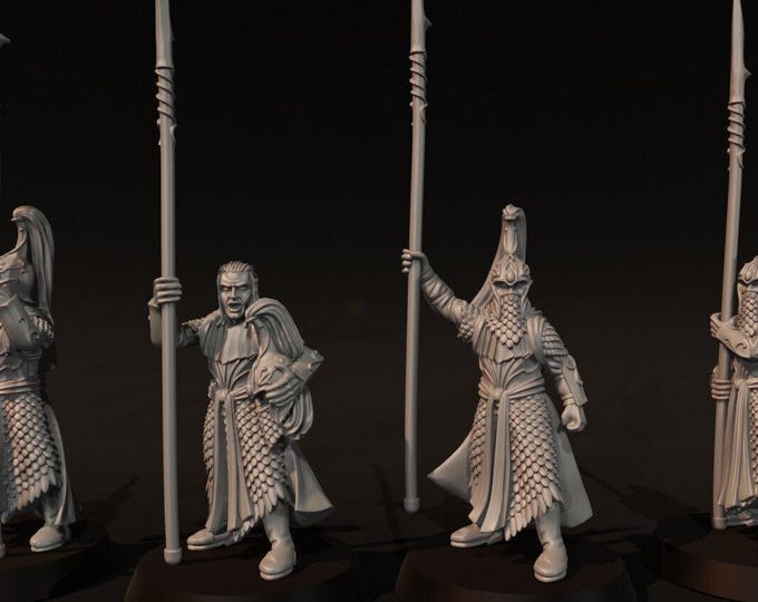 High Elf Pikemen  X4 LoTR MESBG 28mm 1/56 Unpainted Wargames and Collectors Figures by Medbury Miniatures for Garrison Miniatures