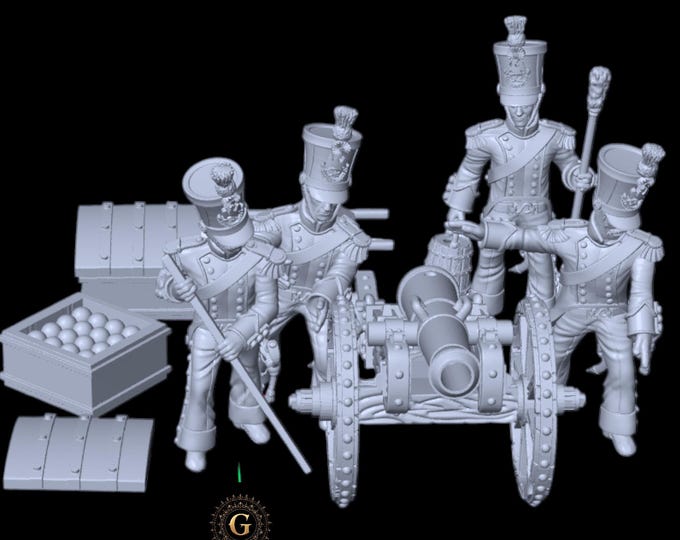 Napoleonic French Horse Artillery Set 1 28mm 1/56 Waterloo / Peninsula