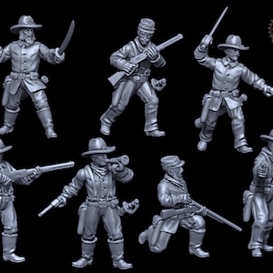 7th Cavalry x7 Wild West Miniatures Wargame 28mm/32mm Ideal Dead Man&#39;s Hand, Blackwater Gulch. Gunfighter&#39;s Ball Old West UNPAINTED