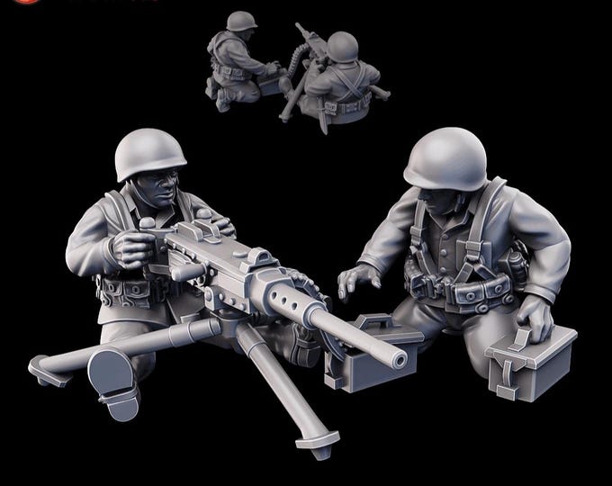 USMC HMG Team & Officer 28mm 1/56