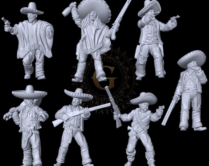 HO Scale Wild West 1/87 Unpainted Resin Mexican Bandits Miniatures Train Layout