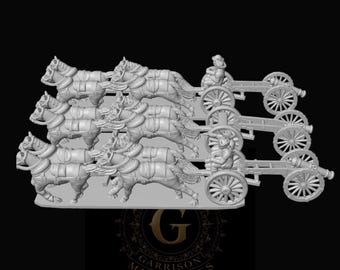 Revolutionary War Artillery Trains X3 15mm & 13.5mm