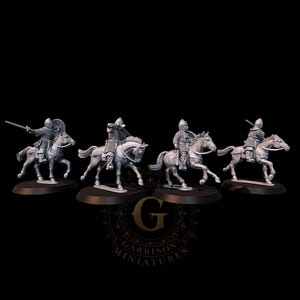 Norman Knights, Mounted, Swords X4: 28mm Dark Ages Wargame & Diorama Miniatures