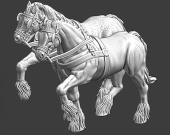 Medieval Draught Horses 28mm 1/56