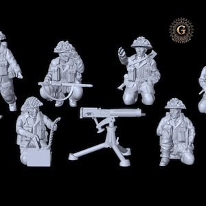 WW2 British Infantry Vickers HMG Unit X6 28mm 1/56 ideal for Bolt Action - Wargames and Collectors Figures by Garrison Miniatures