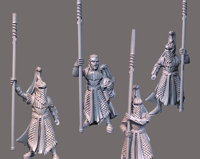 High Elven Pikemen, LoTR, MESBG, 28mm 1/56 Unpainted Wargames and Collectors Figures by Medbury Miniatures for Garrison Miniatures