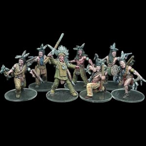 Sioux Warriors X7 - Wild West Wargames Collectors Figures 28mm/32mm Ideal for Dead Man&#39;s Hand, Blackwater Gulch. Gunfighter&#39;s Ball UNPAINTED
