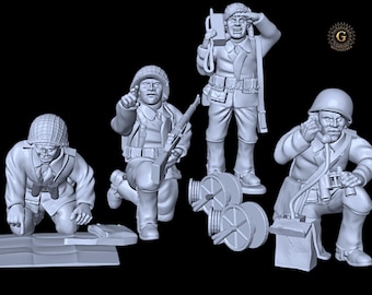 WW2 US Infantry Observers X4  28mm 1/56