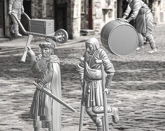 Medieval Civilians Street Scene  28mm 1/56