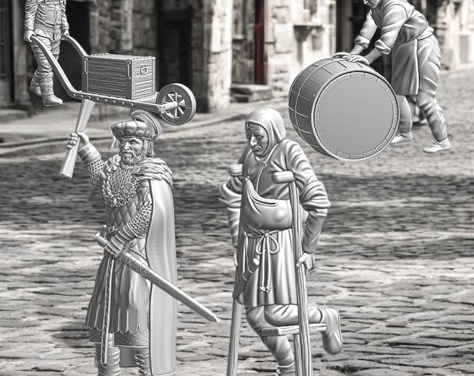 Medieval Civilians Street Scene  28mm 1/56