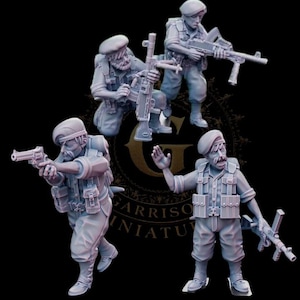 WW2 Australian Commando NCOs & Brens X4  ideal Bolt Action 28mm 1/56 Wargames Collectors Figures by Garrison Miniatures
