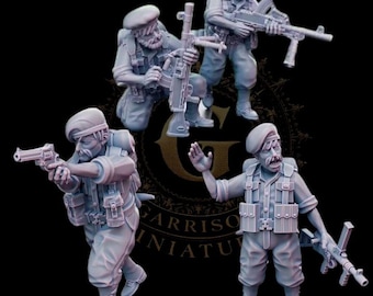 Australian Commando NCOs & Brens,  28mm 1/56