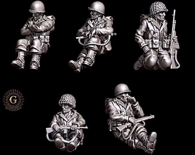 WW2 US Infantry Tank Riders, Bolt Action etc  - 5 Figures - 28mm 1/56 Wargames and Collectors Figures by Garrison Miniatures