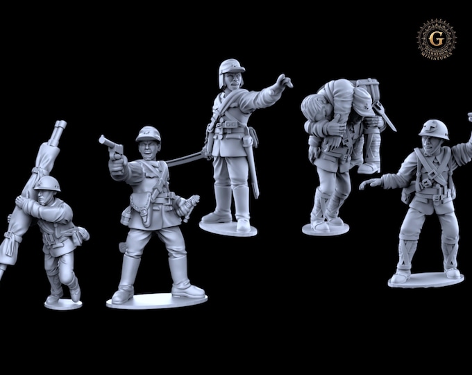 WW2 Japanese HQ ideal Bolt Action 28mm 1/56 Wargames and Collectors Figures by BattleCat for Garrison Miniatures