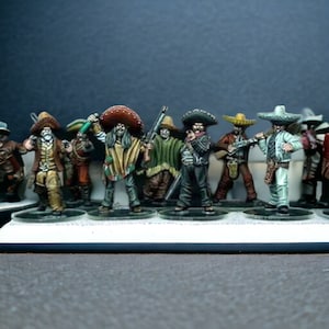 Mexican Outlaws on Foot X7 - Wild West Wargames 28mm/32mm Ideal for Dead Man&#39;s Hand, Blackwater Gulch. Gunfighter&#39;s Ball UNPAINTED