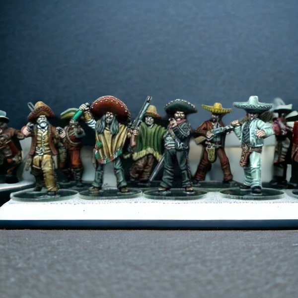 7 Mexican Outlaws on Foot - Wild West Miniatures for Wargames and Collectors (32mm/28mm) Gunfighter's Ball, Old West