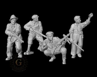 Partisan, Resistance, Home Guard Riflemen X4 28mm or 20mm  WW2 Unpainted Resin Wargame Miniatures
