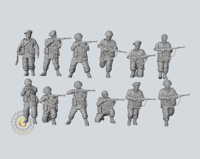 Italian Folgore Paratroops Riflemen X12 28mm & 20mm WW2 Unpainted Resin Figures