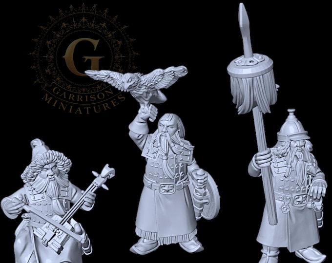 Steppe Dwarf Command X3 , 28mm 1/56