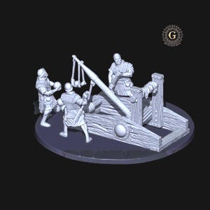 Roman Onager Siege Machine and Crew  - Saga Carthage 28mm 1/56 Unpainted Wargames and Collectors Figures by RW for Garrison Miniatures