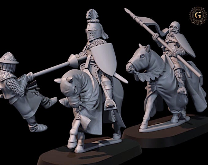 14C Knights Attacking Unpainted 28mm 1/56