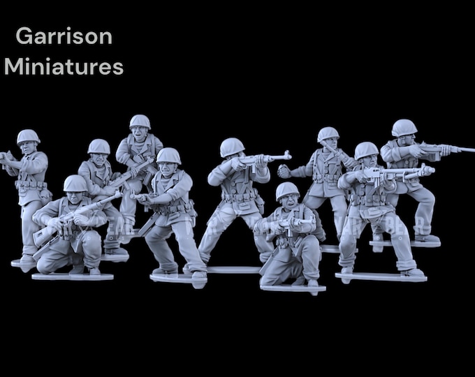 WW2 US Marines X10 ideal Bolt Action 28mm 1/56 Wargames and Collectors Figures by Battlecat for Garrison Miniatures