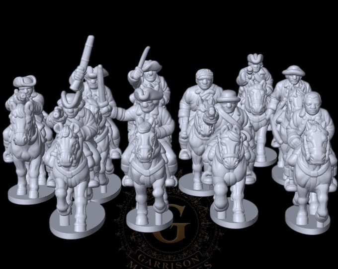 American Revolutionary War Light Cavalry X10 : 15 and 13.5mm Epic Scale