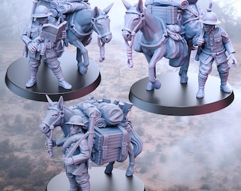 Chinese NRA Pack Mules: 28mm Wargame Miniatures