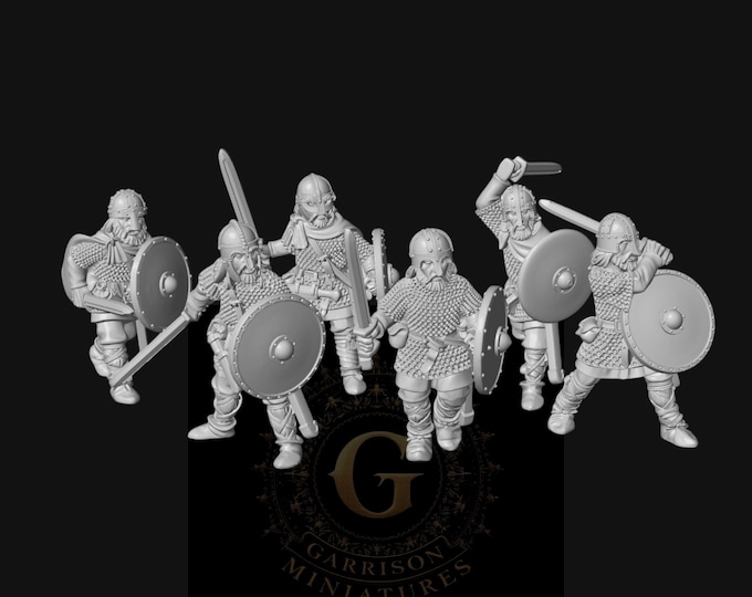 Armoured Saxon Warriors with Swords: 28mm