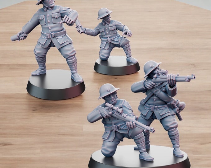 WW2 Chinese NRA Infantry Snipers & Grenades ideal Bolt Action 28mm 1/56 Wargames Collectors Figures by Kyoushuneko for Garrison Miniatures