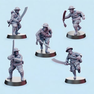 Chinese NRA Infantry with Dao Swords - 5 Figures - 28mm 1/56 Wargames and Collectors Figures by Kyoushuneko for Garrison Miniatures