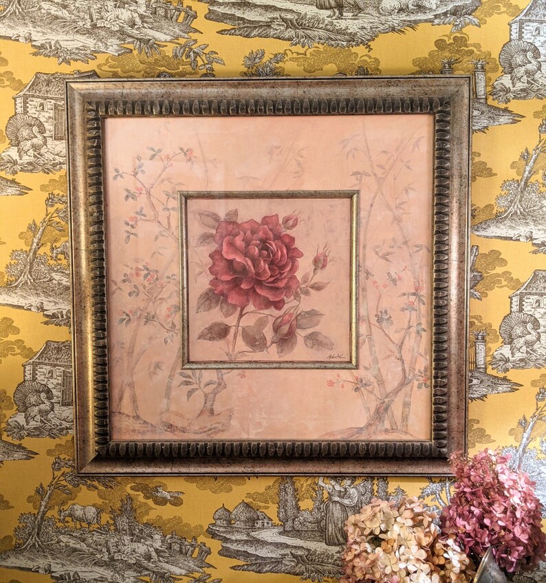 Beautiful and Large Vintage Art Piece 24x24 Large Rose With Elaborate