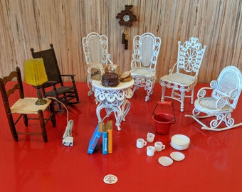 Exquisite vintage 1/12 scale dollhouse furniture: tea time items is all that's left!