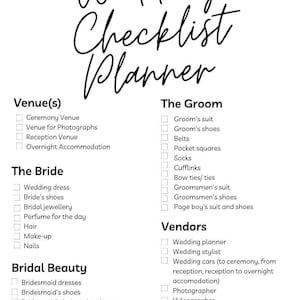 Wedding Planning Checklist