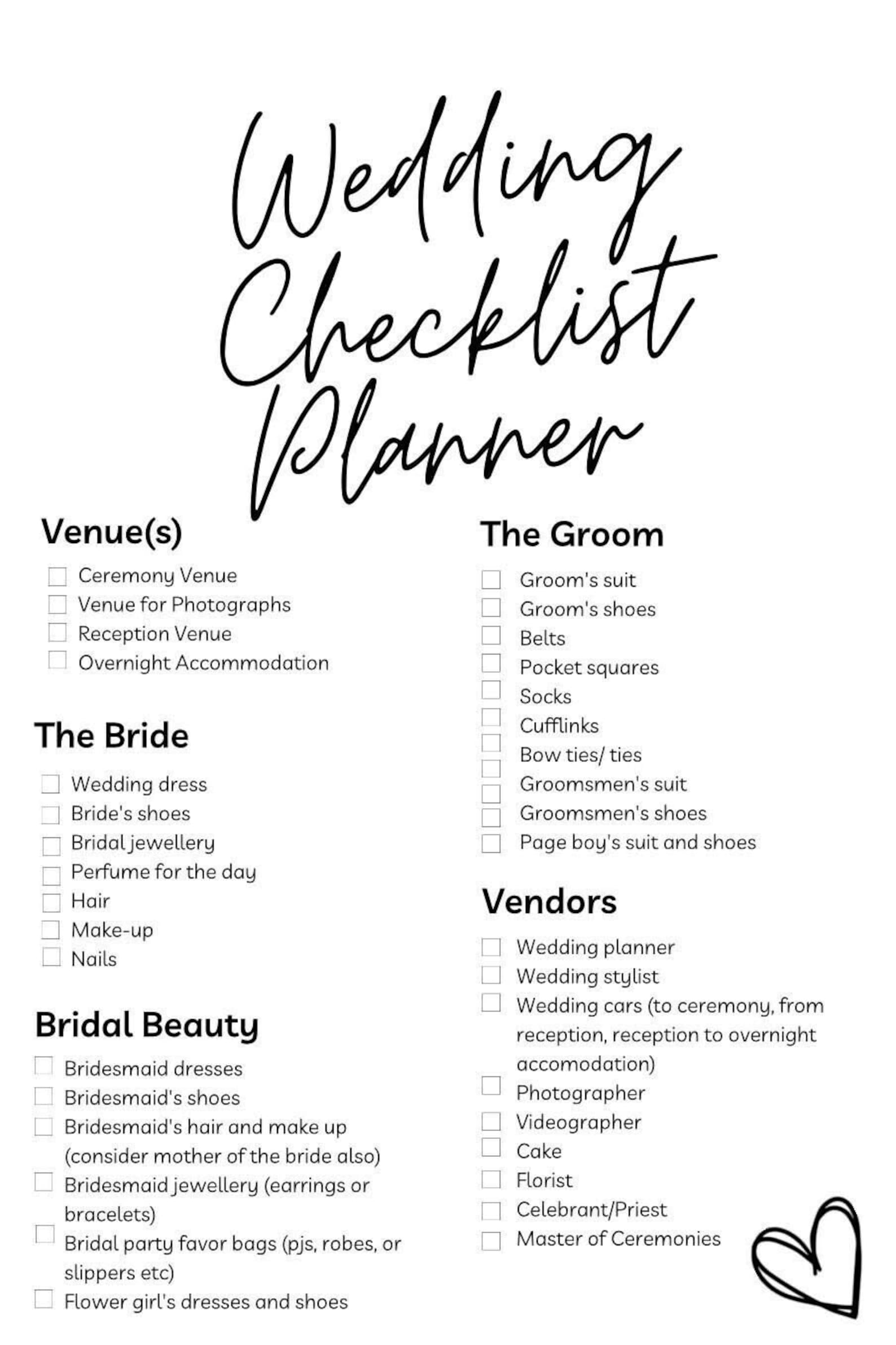 Wedding Planning Checklist - Etsy