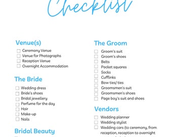 Wedding Planning Checklist - Blue