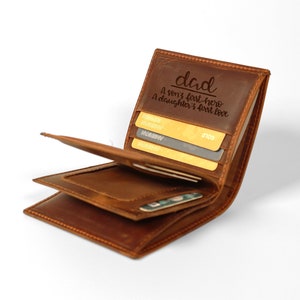Herren Brieftasche, personalisierte Foto Handschrift Echtleder Brieftasche, Multi Card Individuell gravierte Brieftaschen, Vatertagsgeschenk für Papa Mann