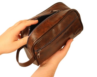 Vatertagsgeschenk, personalisiertes graviertes Dopp Kit, angepasstes Trauzeugengeschenk Kulturbeutel, monogrammierte Männer Kulturtasche, Geschenk für Ihn