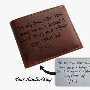 Regalo del Día del Padre, Cartera personalizada para hombre, Cartera de cuero genuino personalizada grabada, Imagen en cartera, Regalo de cartera con monograma para novio