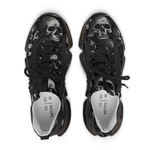 womens mesh skull black sneakers trainers skull pattern