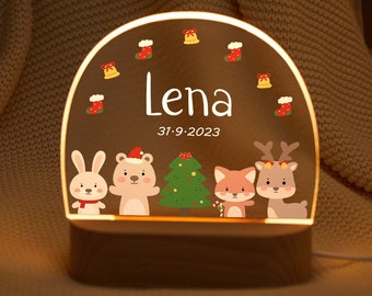 Lampe de chevet acrylique personnalisée pour bébé, cadeaux de Noël pour enfants, idée déco de chambre d'enfants, cadeau d'anniversaire, lampe de chevet de réveillon de Noël